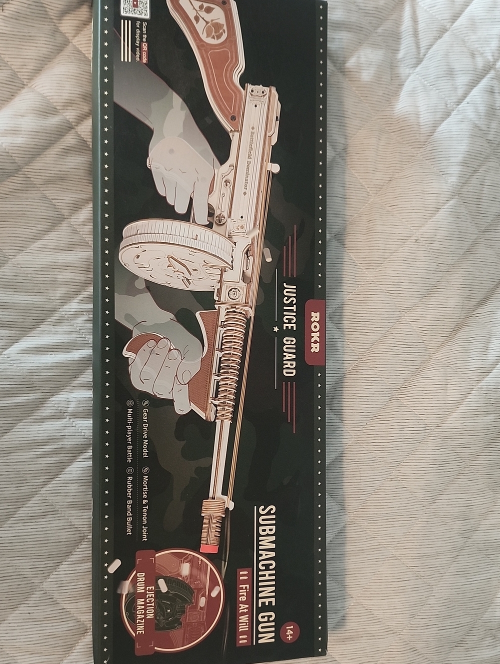 Justice Guard Submachine Gun Wood-Tone Model - Decorative Home Accent